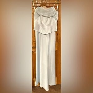 Beautiful light blue, satin and organza formal dress size 4 EUC Y2K